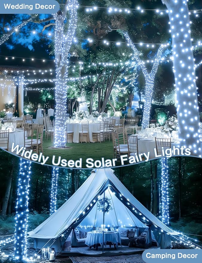 Solar String Lights Outdoor, 2 Pack 144FT 400 LED Solar Twinkle Lights - Image 2