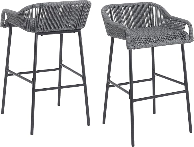 Christopher Knight Home Sivir Outdoor Barstool Set of 2, Patio Woven Rope Bar - Image 7