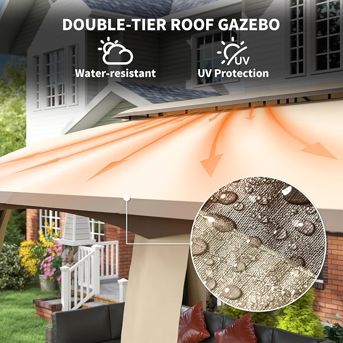 Outsunny 10' x 20' Patio Gazebo, Outdoor Gazebo Canopy Shelter - Image 3