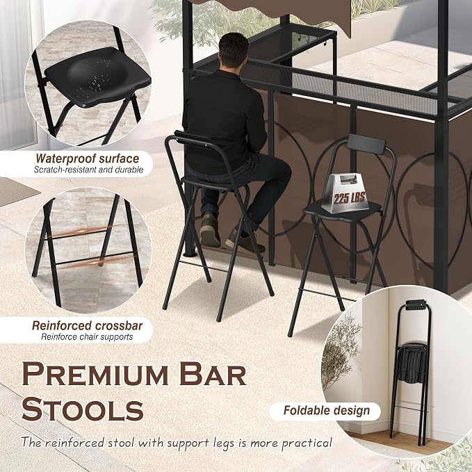 Grepatio 3 Piece Patio Bar and Grill Set, Grill Gazebo - Image 6