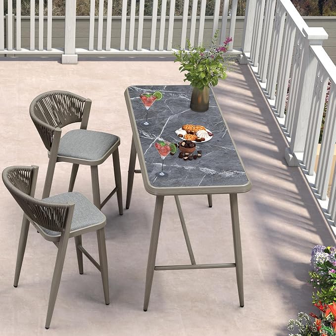 PURPLE LEAF Outdoor Rectangular Counter Height Dining Table Aluminum Kitchen by PURPLELEAF