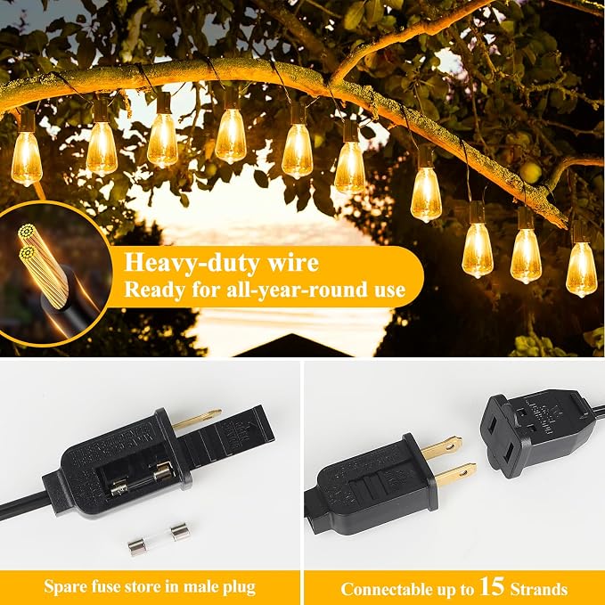Brightever LED Outdoor String Lights 100FT Patio Lights - Image 6