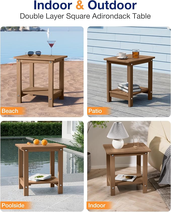 YEFU Outdoor Side Table for Patio: 16" HIPS Weather - Image 7