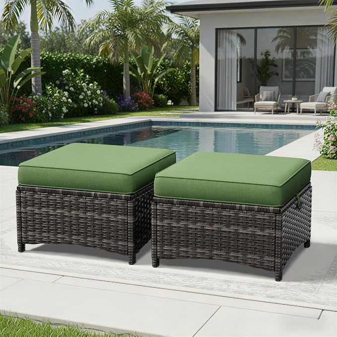Joyside Outdoor Ottoman Set of 2, Patio Large Ottoman Foot Rest - Image 7
