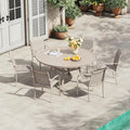 VICLLAX 7 Pieces Patio Outdoor Dining Set, 47.2" Round Metal Table by HOME