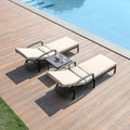 3 Pieces Outdoor Chaise Lounge Set, Aluminum Pool Lounge Chairs by SeeHill