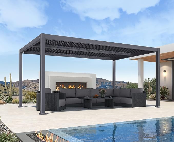 PURPLE LEAF Louvered Pergola 11.5' x 15' Aluminum Outdoor Pergola - Image 2