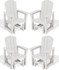 SERWALL Outdoor Glider Chair Set of 4, HDPE Wood-Like Patio Glider Rocker by SERWALL