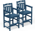 Outdoor Patio Tall Adirondack Bar Chairs Set of 2, All-Weather HDPE Bar Height by Suunyn