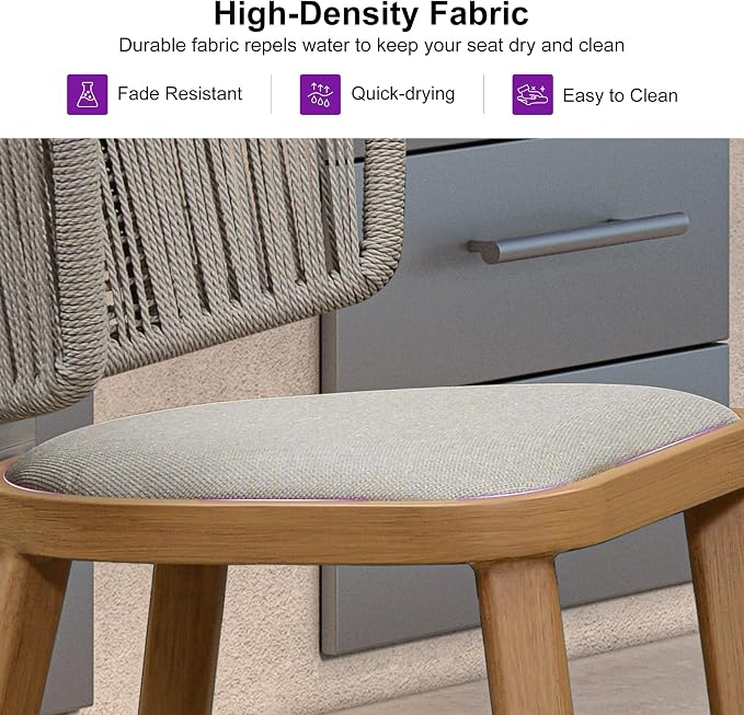 PURPLE LEAF Outdoor Counter Height Bar Stool Set of 2 Modern Rattan Bar Chairs - Image 6