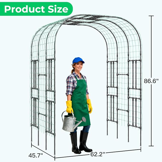 Garden Arch Trellis for Climbing Plants, 7.22 FT Tall Large Arbour Archway for - Image 3