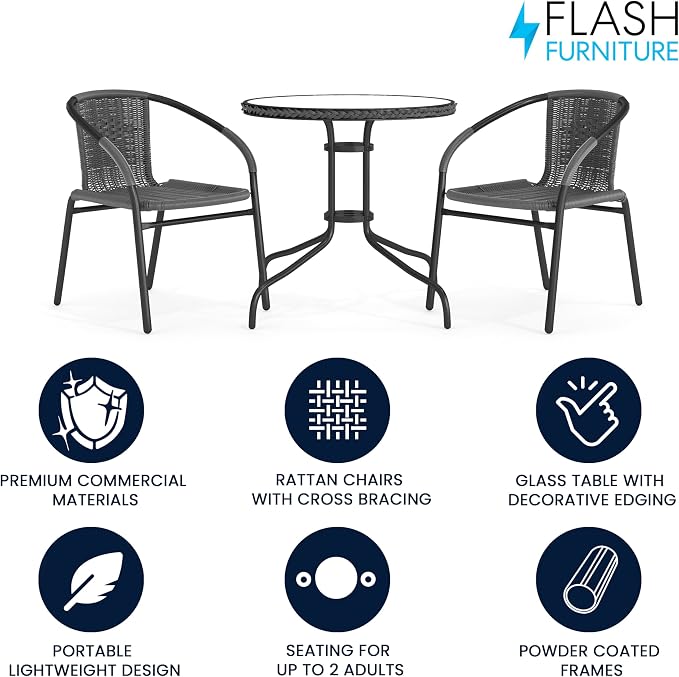 Flash Furniture 3-Piece Patio Dining Set - Image 2