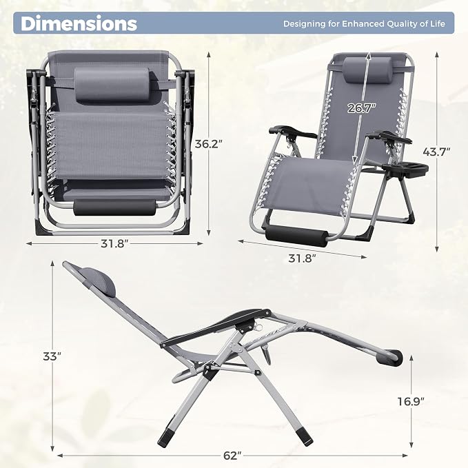 Homall Oversized Zero Gravity Chair, 32In Recliner Lounge Chair - Image 2
