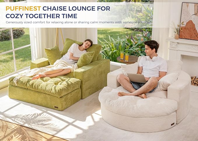 MAXYOYO Modular Sectional Chaise Lounge Sofa, 2 Sets Upholstered Lounge Chair - Image 3