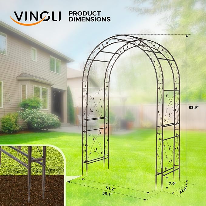 VINGLI Garden Arbor, Arch for Wedding Ceremony Party, Christmas Garden Decor - Image 7