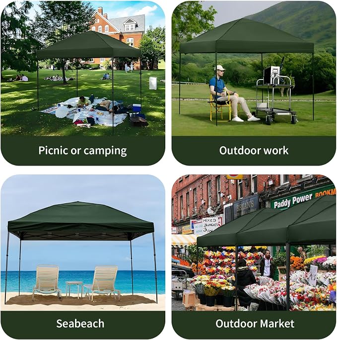 10x10 Pop Up Canopy Tent with 2 Sidewalls, Easy Up Canopy Outdoor Party Sun - Image 7