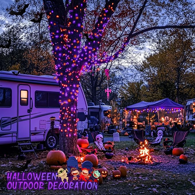 JMEXSUSS Halloween Lights Outdoor, 66FT Purple Orange Lights - Image 4