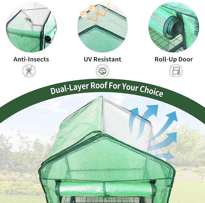 4 Tier Mini Greenhouse for Outdoor Indoor, Double-Layer Roof, Heavy Duty Small - Image 3