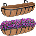 ZeeDix 24 Inch Railing Planter Box, 2 Pack Metal Window Boxes by ZeeDix