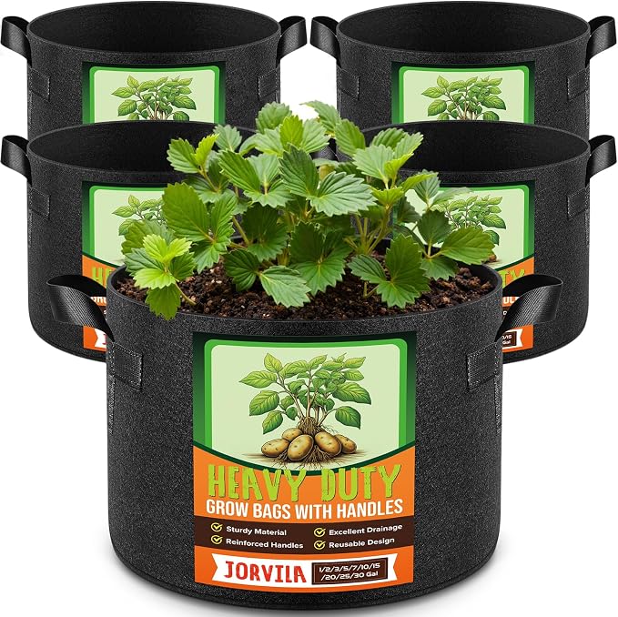 5 Pack 3 Gallon Grow Bags, Thickened Nonwoven Fabric Planter Pots by Unknown
