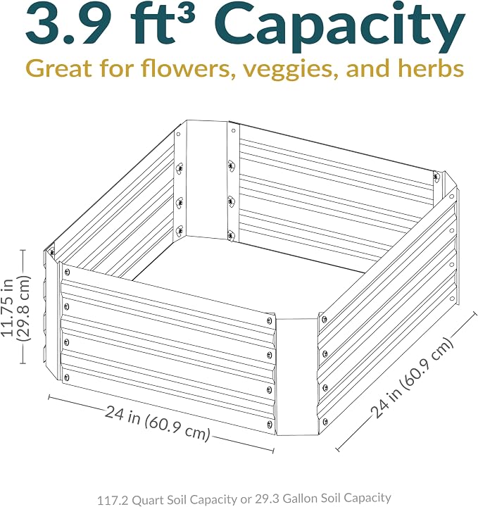 Sunnydaze 11.75" H Raised Metal Garden Bed - Image 6