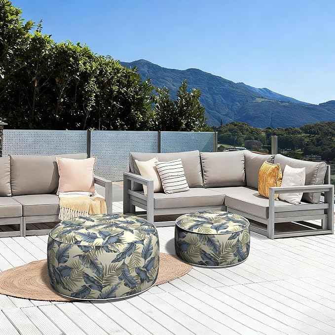 LVTXIII Outdoor Inflatable Ottoman, Fade-Resistant Round Footrest Stool D31”x - Image 5