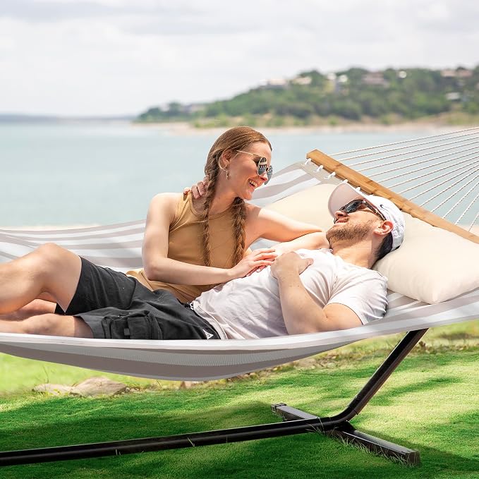 SUNCREAT Double Hammock with Stand Included, Outdoor Portable Hammock with Stand - Image 2