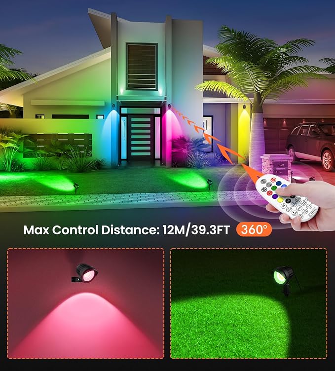 MEIKEE 15W RGB Color Changing Landscape Lighting 120V LED Landscape Lights - Image 8
