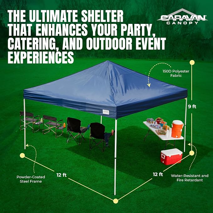 Caravan Canopy 12 by 12 Foot Polyester Straight Steel Leg Instant Pop Up Canopy - Image 3