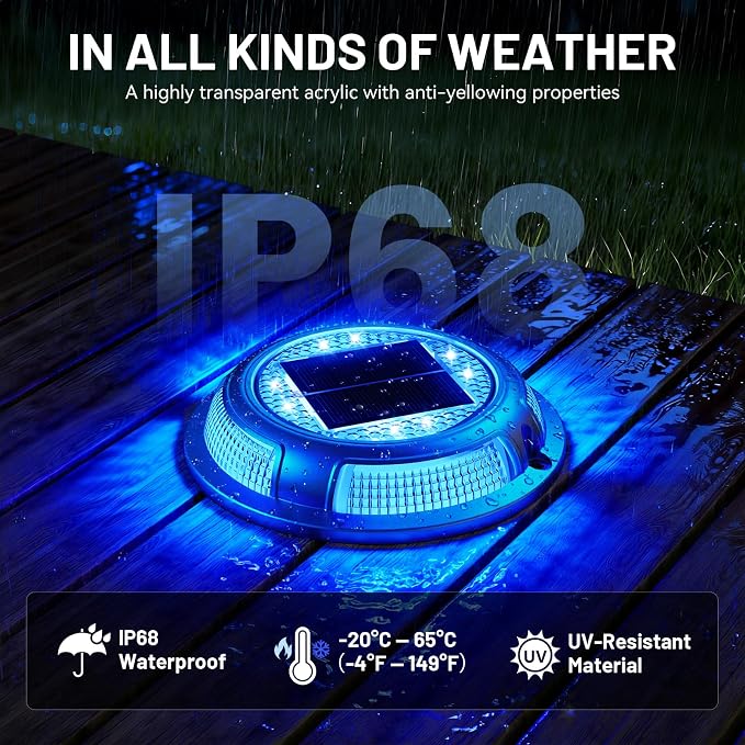 Solar Driveway Lights, 12 Pack Heavy Duty Driveway Lights Solar Powered 2 Color - Image 3