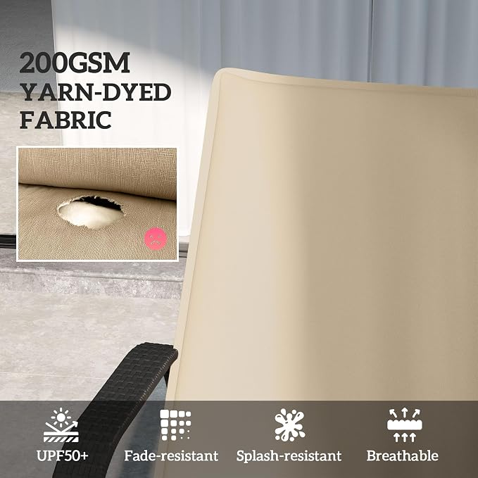 Outsunny Outdoor Lounge Chair Cushion Set of 2, UPF50+ 200gsm Fabric and 25D - Image 3