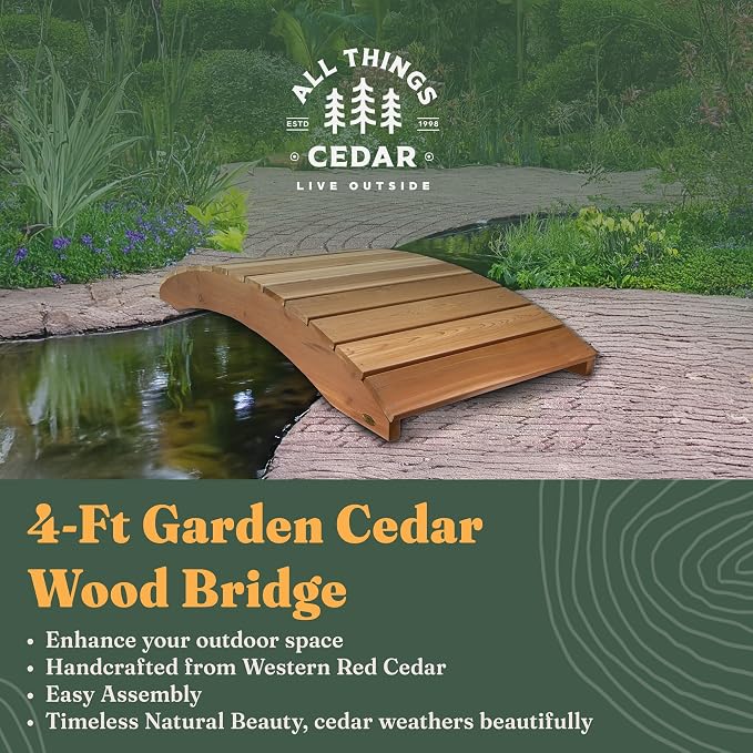 All Things Cedar Wooden Bridge, Outdoor Garden Walkway - Image 2