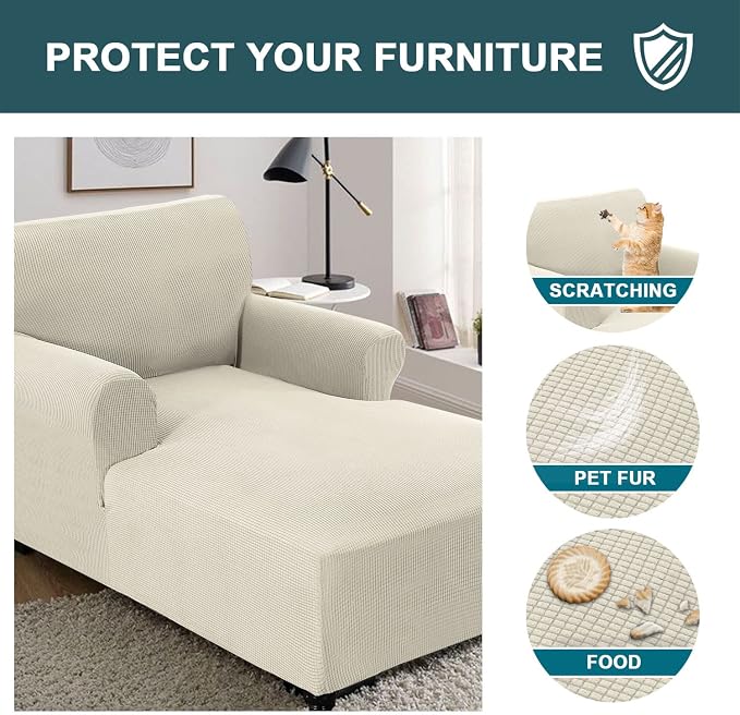 FantasDecor Chaise Lounge Cover Stretch Chair Lattice Slipcover - Image 5