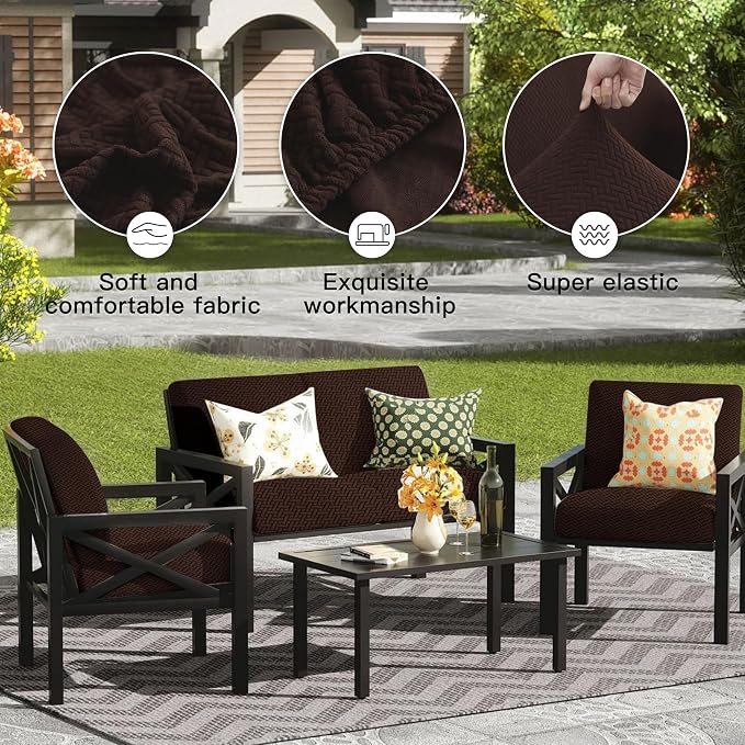8Pcs Outdoor Cushion Covers, Patio Cushion Covers, Stretch Elastic Slipcovers - Image 4