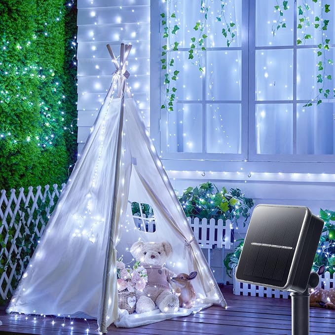Minetom Solar String Lights for Outside, 33Ft 100 LED Outdoor Solar Fairy Lights - Image 3