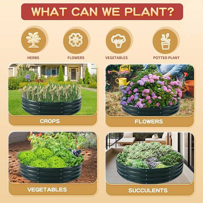 Durable Round Steel Raised Garden Bed Painted - Image 5