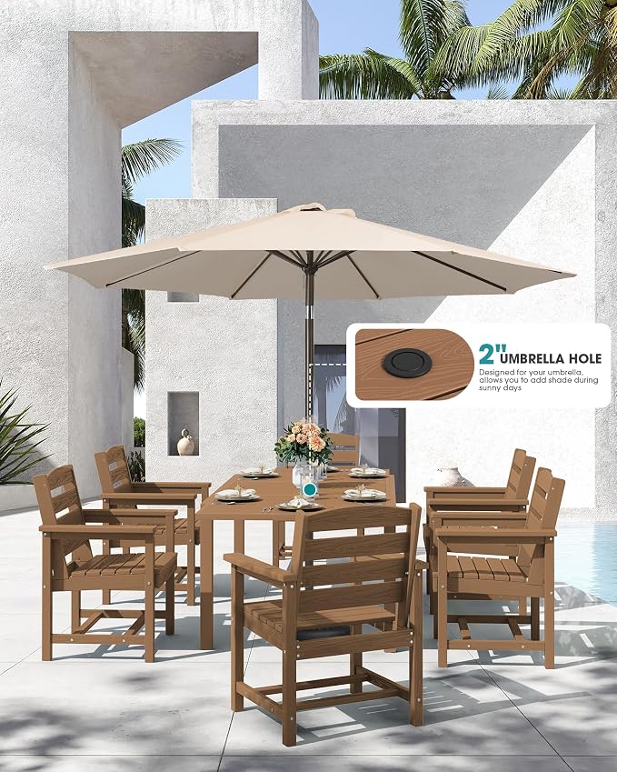 SERWALL 7-Piece Patio Dining Sets, All Weather HDPE Outdoor Furniture Set - Image 3
