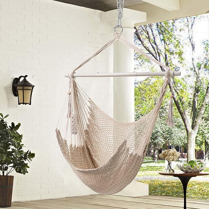 Lazy Daze Hammocks Chair Caribbean Hanging Rope Swing Chair, Soft-Spun Cotton - Image 3