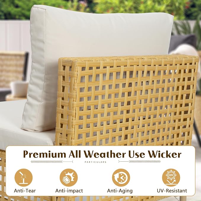 LHBcraft 7-Piece Wicker Outdoor Patio Furniture Set, Modular Rattan Outdoor - Image 4