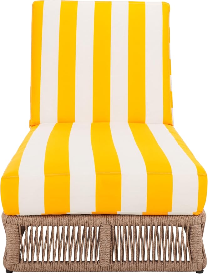 SAFAVIEH Outdoor Collection Gillian Heather Tan & Yellow Stripe Chaise Lounge by SAFAVIEH