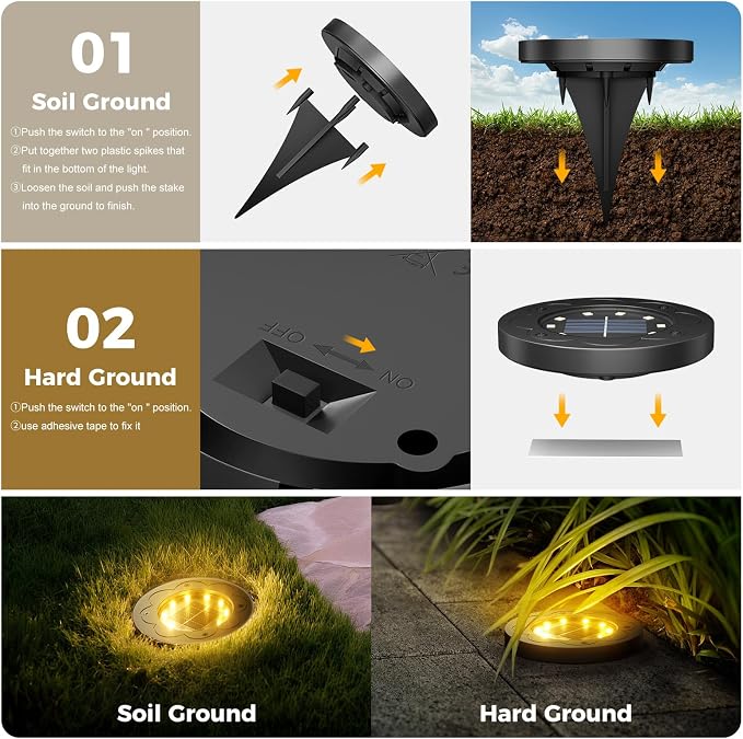 Brightown Solar Lights Outdoor Waterproof, 12 Packs LED In-Ground Lights - Image 5