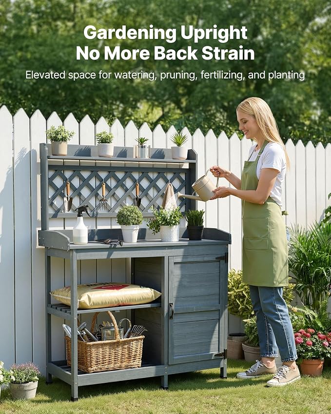 VEVOR Potting Bench Table, Outdoor Gardening Wooden Workstation - Image 2