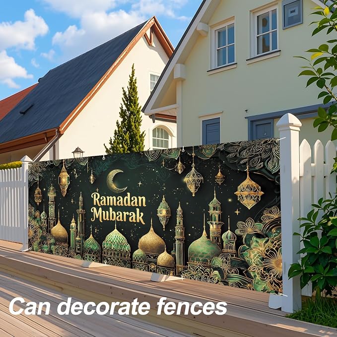 ANNA QUEEN Ramadan Mubarak Garage Door Banner 6x13FT, Islamic Mosque Moon - Image 5