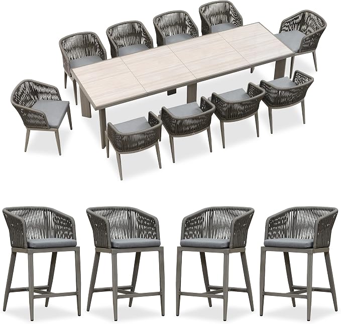 PURPLE LEAF 11 Pieces Outdoor Dining Table and Chairs Set Patio Dining Set by PURPLELEAF