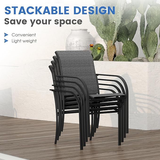 VICLLAX Patio Dining Set for 6, 7 Pieces Outdoor Furniture Set- 47" Round Patio - Image 5