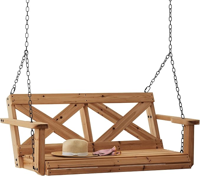 Backyard Discovery 55" Cedar Wood Farmhouse Outdoor Porch Swing Bench by BackyardDiscovery
