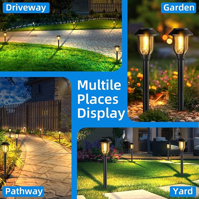 12 Pack Solar Pathway Lights Outdoor, Dusk to Dawn Solar Lights Outdoor - Image 6