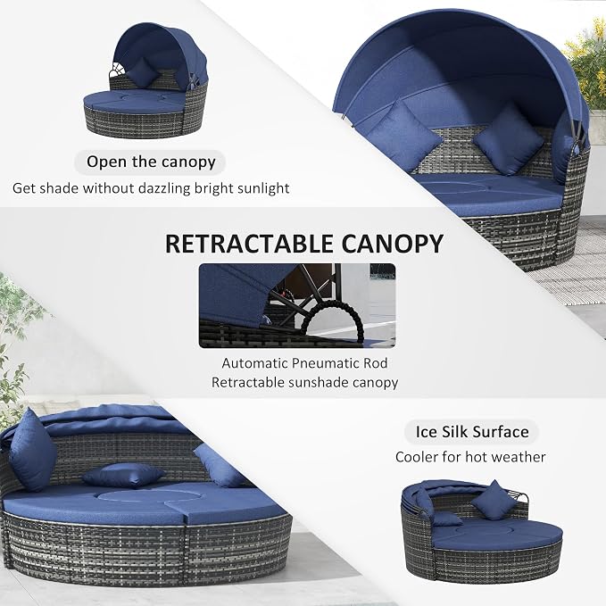 Outsunny 4-Piece Round Convertible Daybed - Image 5