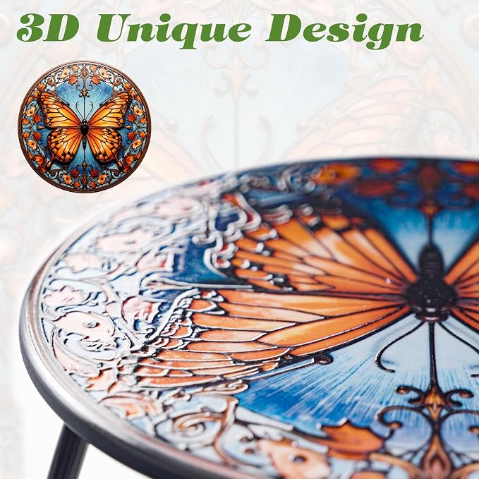 Outdoor Side Table Mosaic Patio Small End Table Metal Coffee Tea Accent Table - Image 3