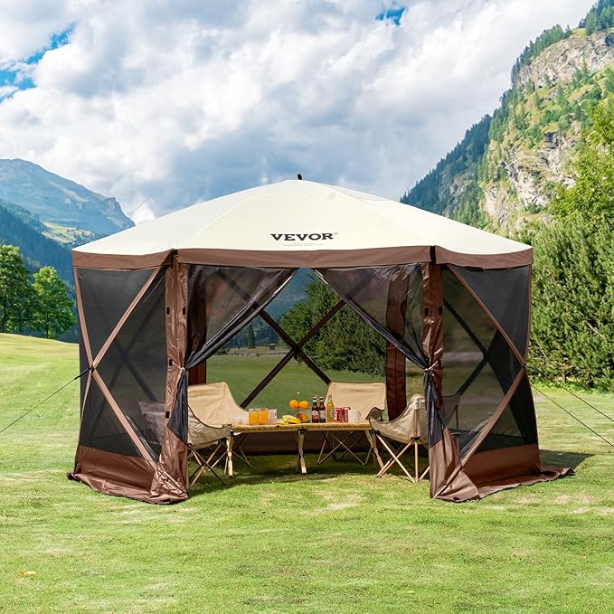 VEVOR Pop Up Gazebo Screen Tent 6 Sided Canopy Sun Shelter - Image 9